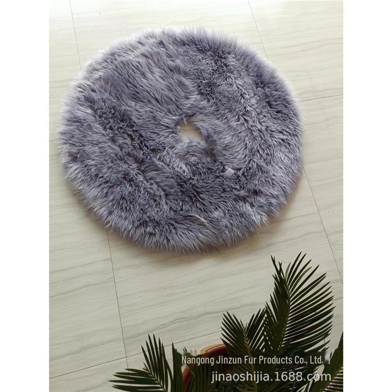 80cm White Christmas Tree Skirt: Plush Wool Holiday Decoration