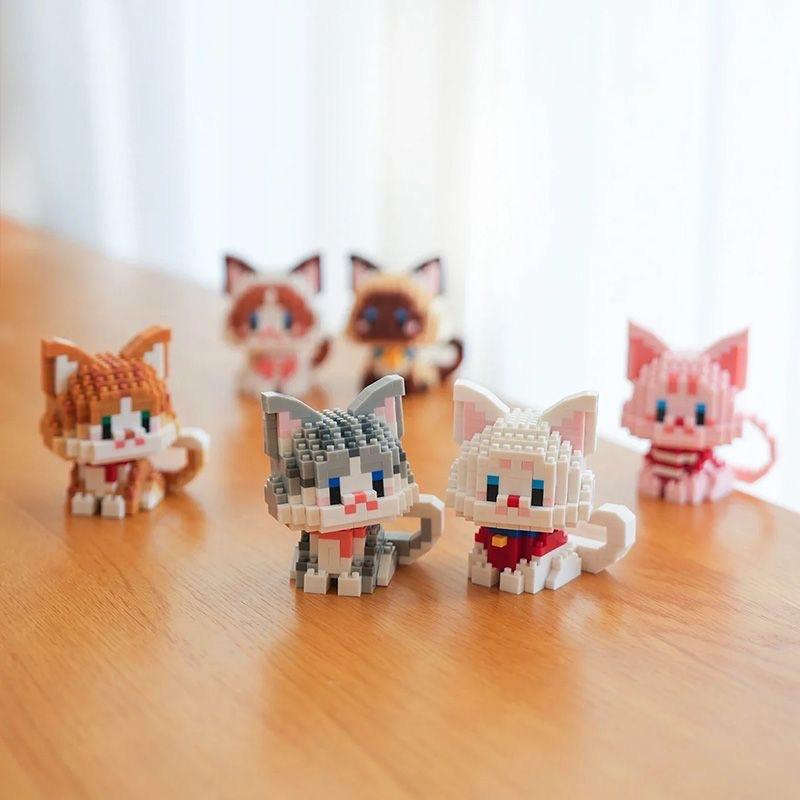 Micro Particle Building Blocks Cute Pet Cat Series Cute Diy Assembled Toys Orange Cat Black Cat Gift Children's Puzzle Gift