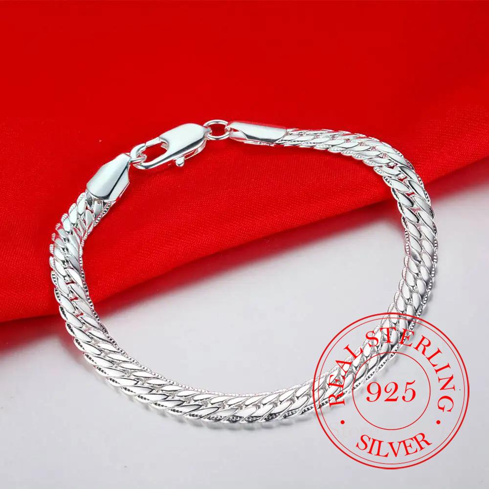 925 Sterling Silver Bracelet 5MM 18CM/20CM Braided Pattern For Women Men Fashion Chain Wedding Party Engagement Jewelry Gift