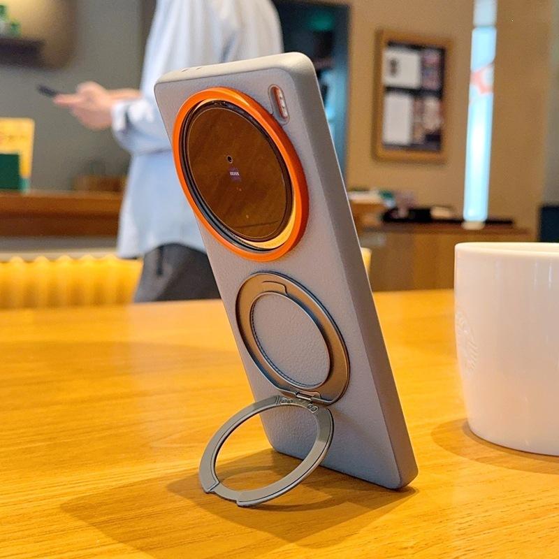 Applicable To Vivox111 Mobile Phone Case Magnetic Suction Bracket Integrated Rotating x111s/x111Pro Plain Leather X111ultra