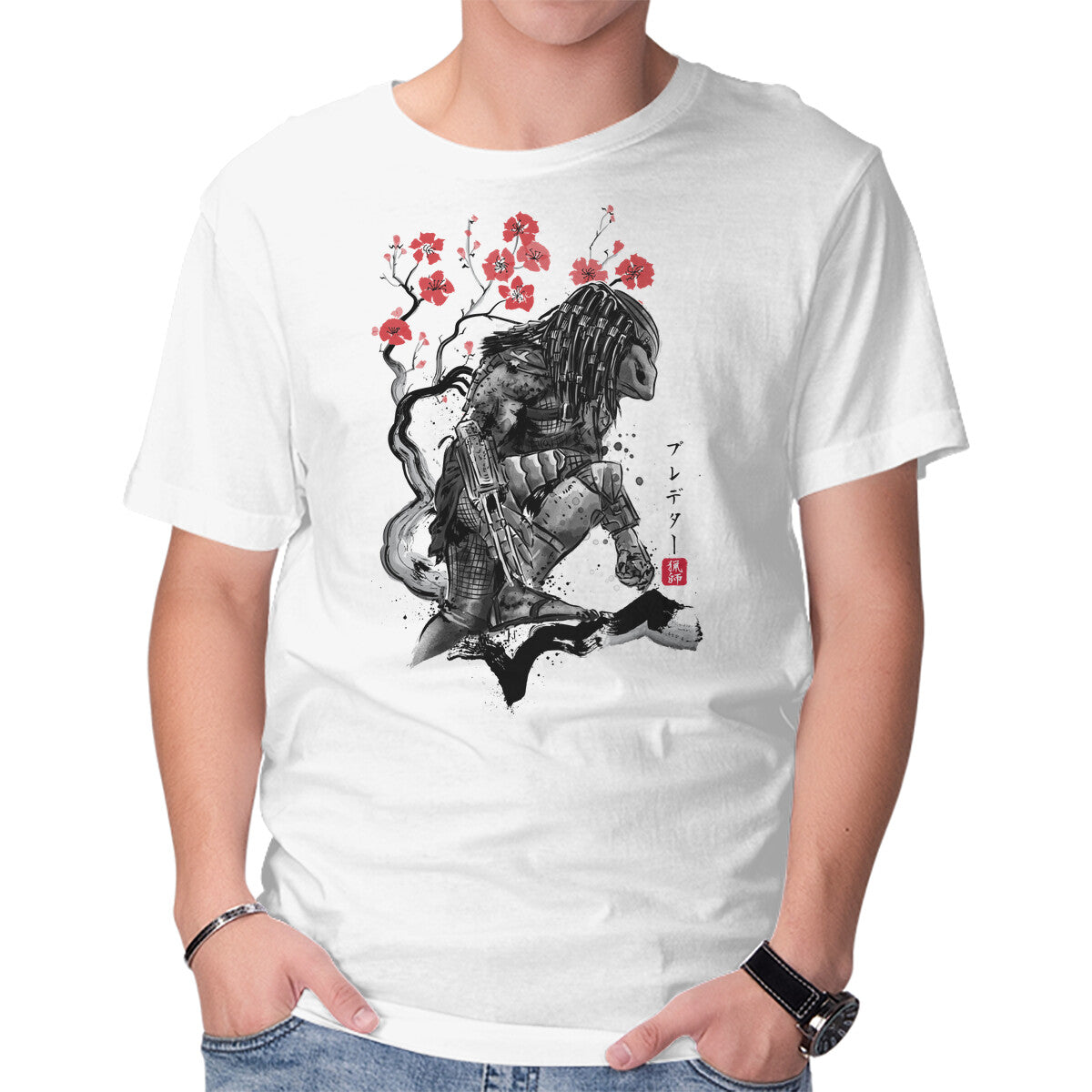 Unisex Crew Neck T-Shirt Jungle Hunter Sumi-e Graphic Short Sleeve Casual Tee XXL