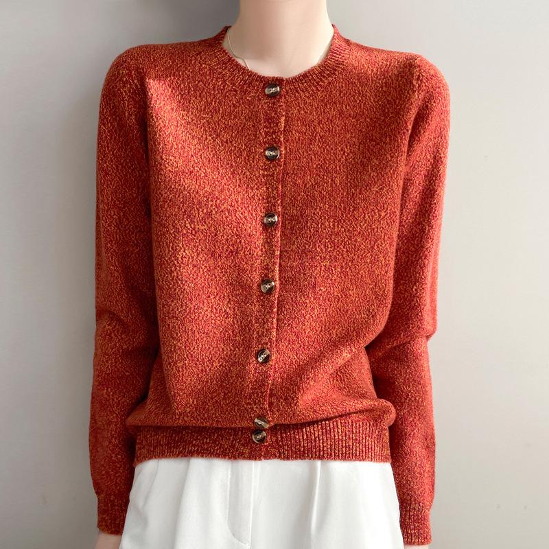 

Женский универсальный вязаный кардиган с цветочным узором: Весенний слой с круглым вырезом L