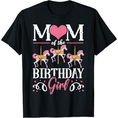 T-shirt Femme Carrousel Fête d'Anniversaire Maman de la Fille d'Anniversaire