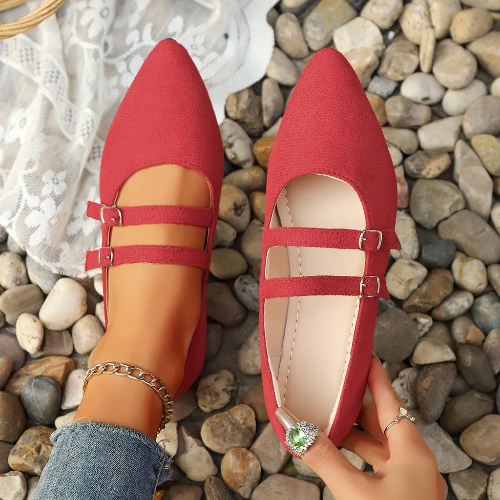 Velvet Mary Jane Shoes Women Casual Streetwear Ballet Flats Pumps Female Solid Color Loafers for Office Ladies Working