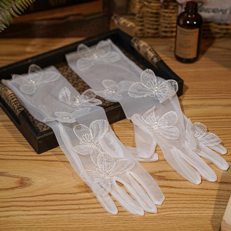 Elegant Butterfly Gloves Long Sheer Gloves Wedding Dress Gloves Evening Party Accessories Handwear Photography Props
