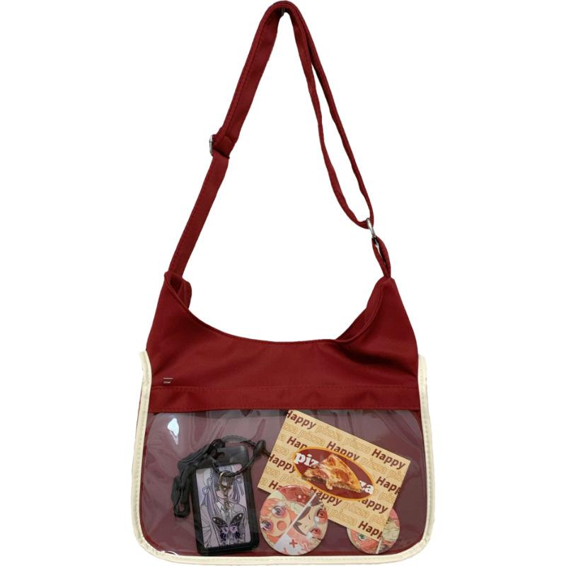 Double-sided dual-purpose wind girl heart messenger bag, transparent portable shoulder bag for students in class