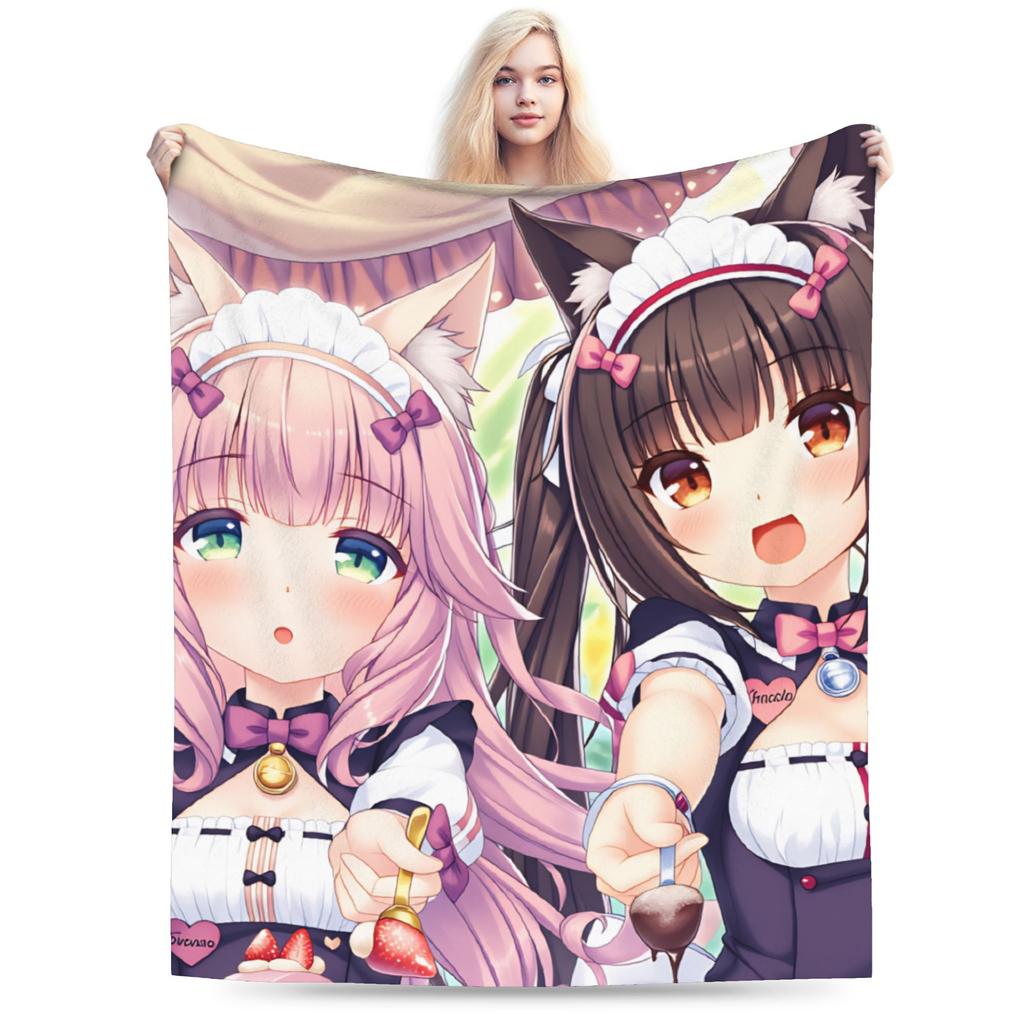 Nekopara Soft Warm Blanket Kids Plush Throw Blanket Novelty Bedroom Flannel Bedspread Sofa Bed Cover