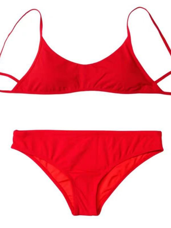 New Style Solid Color Two-Piece Bikini: Sexy, Fashionable, Simple Design for Women