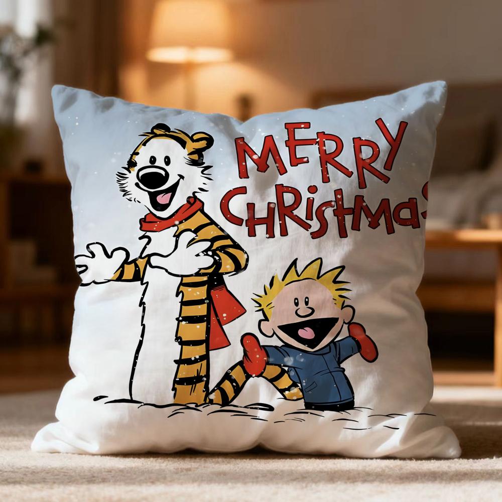 Hot CCalvin and Hobbeses Cushion Cover Soft Washable Pillow Case Multi-Scene for Couch Bed Travel Office Use