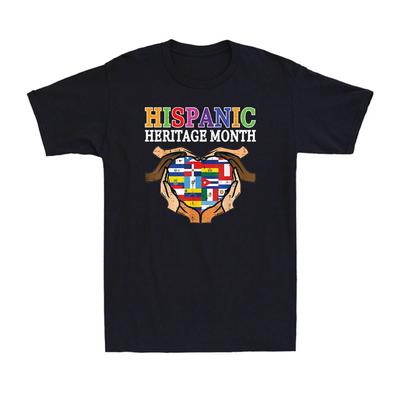 Hispanic Heritage Month Hands Heart Flags Novelty Gift Men's T-Shirt