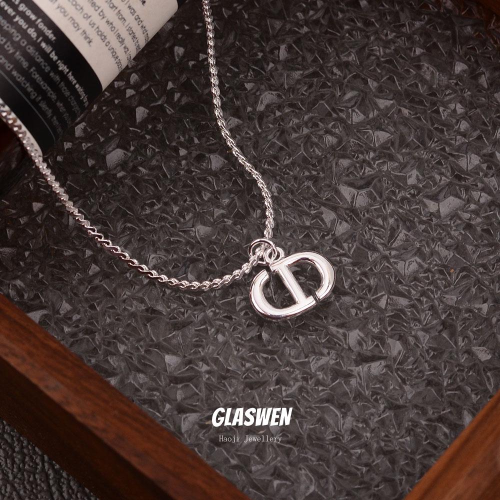 Spice Girl Stil Einfacher Buchstaben CD Halskette Damen Nische Hip Hop Gestapelte Schlüsselbein Kette Vielseitige Mittlere Pullover Kette