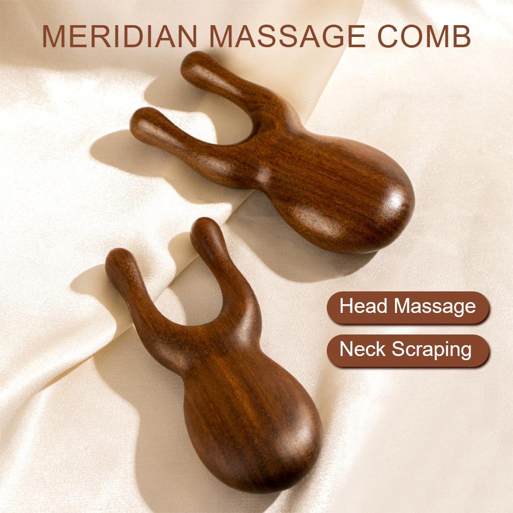 Multifunctional Massage Comb Eye Facial Disc Comb Five Teeth Scalp Massage Comb Sandalwood Meridian Comb