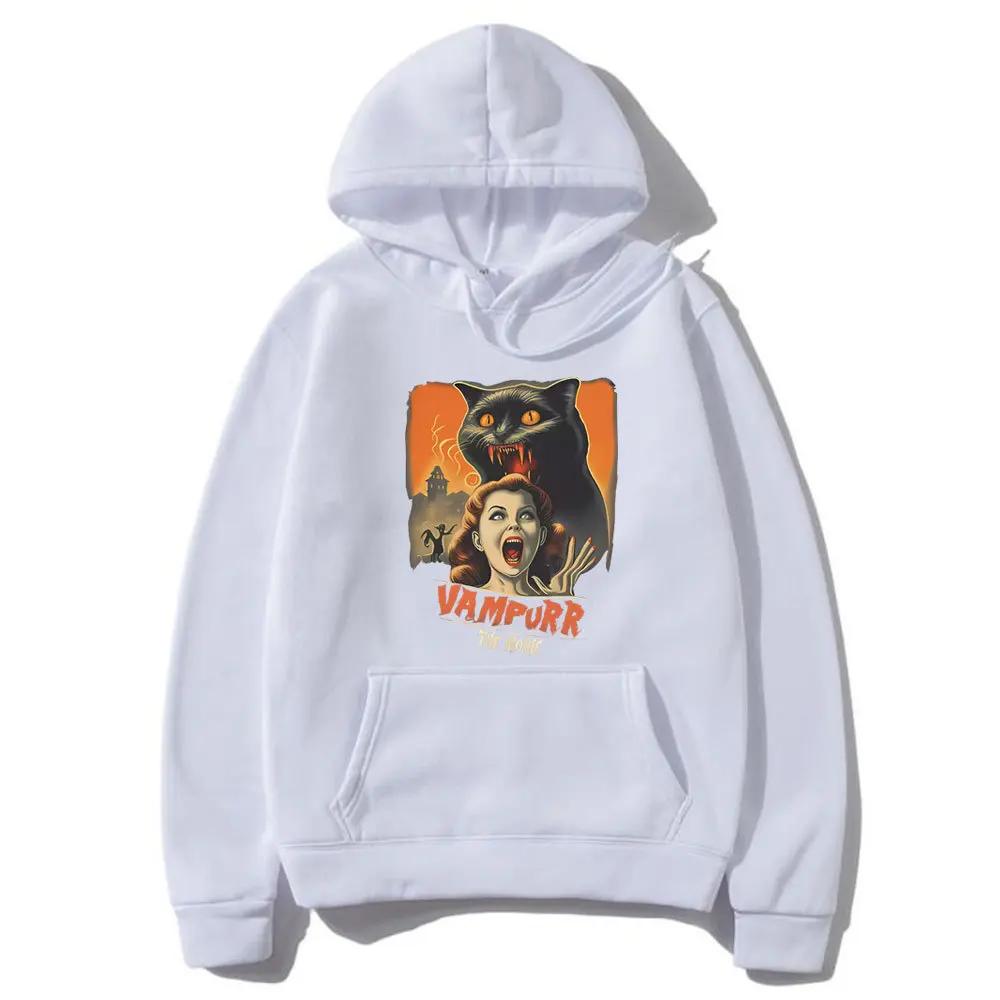 Cat Pattern Hoodie Horror Halloween Printed Hoodie Men's Wool New Hoodie Retro Hoodie Men's Sportswear