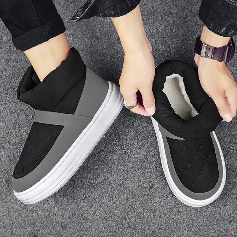 Fashion Men Snow Boots Winter Coldproof Warm Casual Cotton Boots Color Matching Plus Velvet Comfortable Outdoor Male Ankle Boots