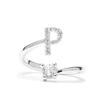 Ring - LUXENTER - Alphabet Letter P - Adjustable Size - Rhodium Plated - Silver