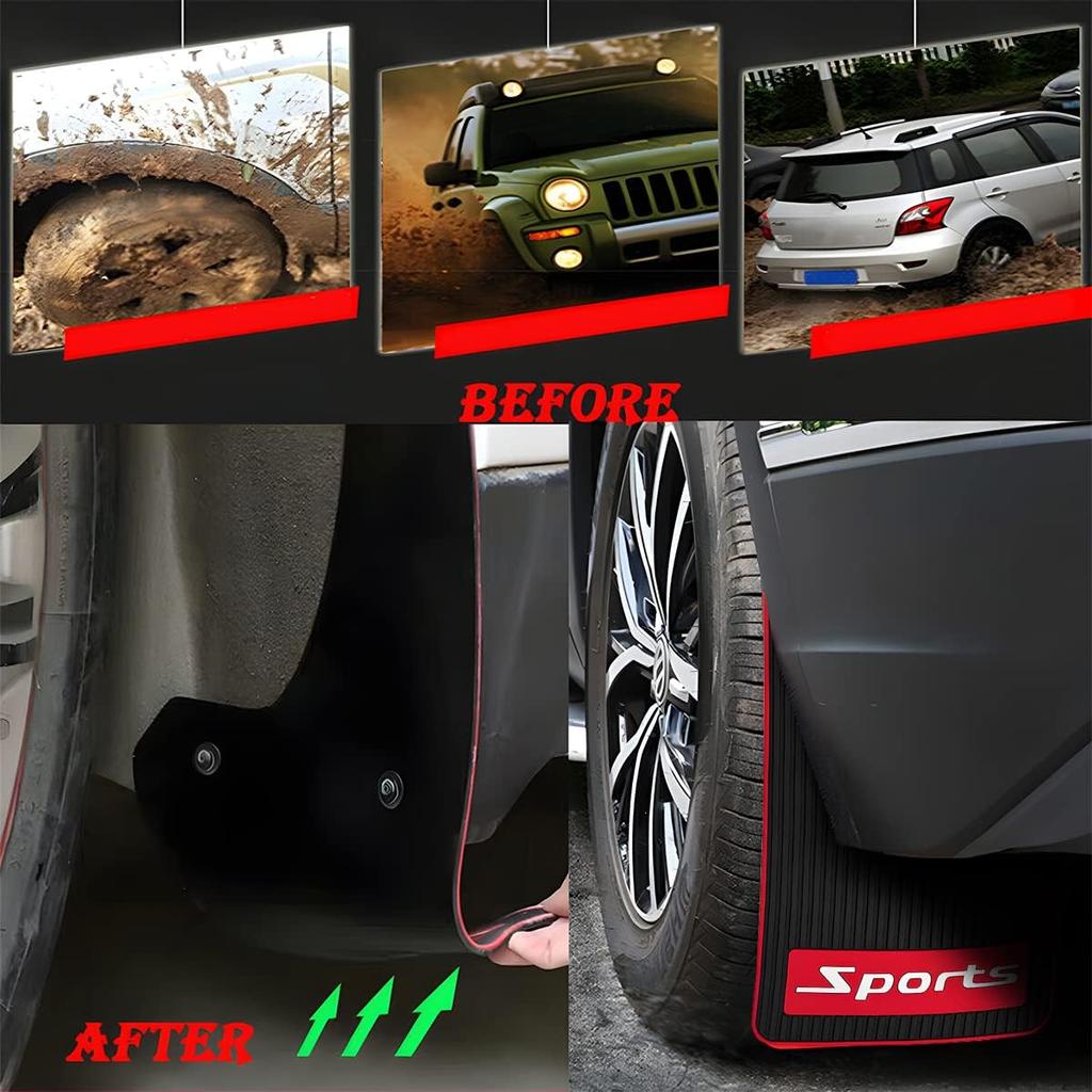 2Pcs Car Mud Flaps Fender Splash Guards, PVC Mudguard Fender Flares with Hardware Front and Rear, Universal Sports Mud Flaps Guards Splash, Exterior
