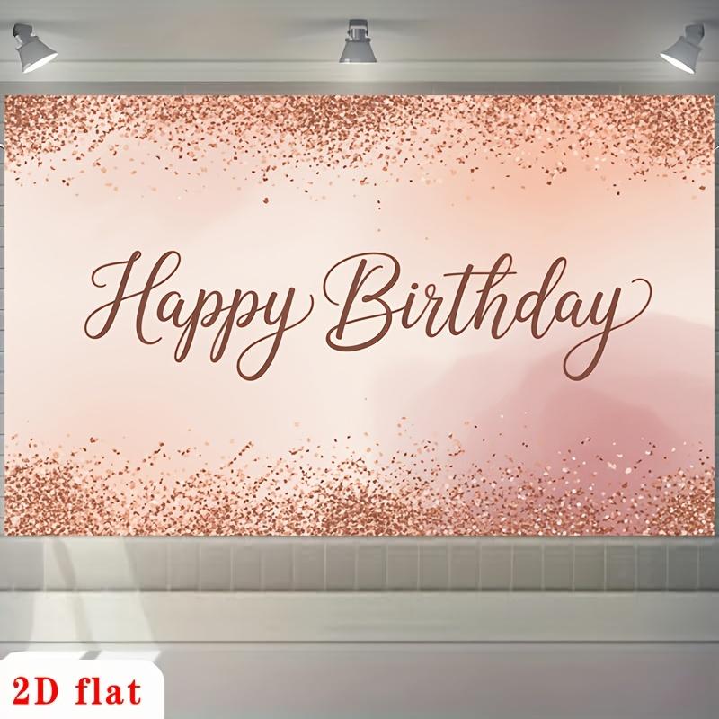 2D plane 1 piece of rose gold glittering font birthday wish message