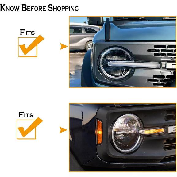 Red Headlight Cover for 2021-2024 Ford Bronco, Headlight Protector Guard with Anti-Scratch Trim - Pair, Durable Front Grille Off-Road Protective