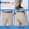 Men's Pure Cotton Double-Pleat Casual Pants - High Waist, Wide Leg, Non-Iron, Summer-Weight for Middle-Aged and Elderly.