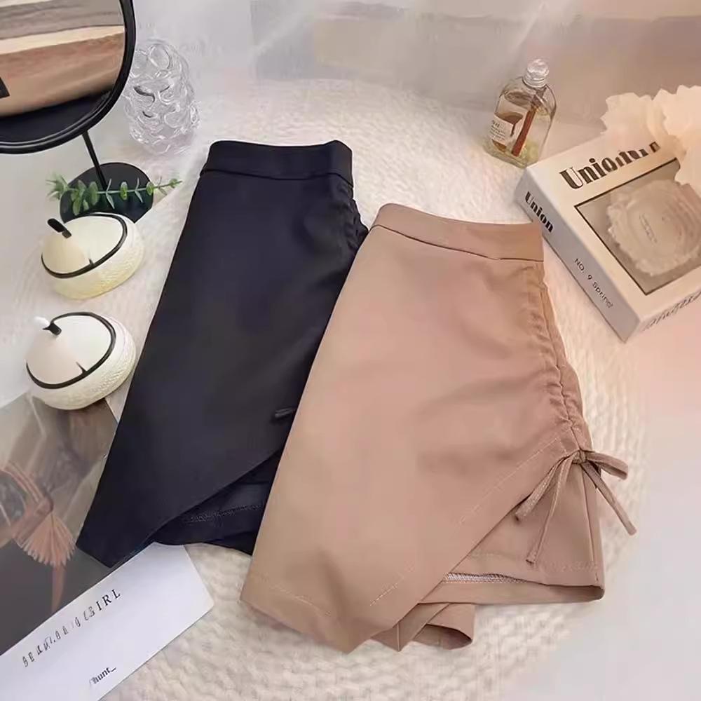 Spring 2024 Women's High-Waist Slim A-Line Pleated Drawstring Skirt