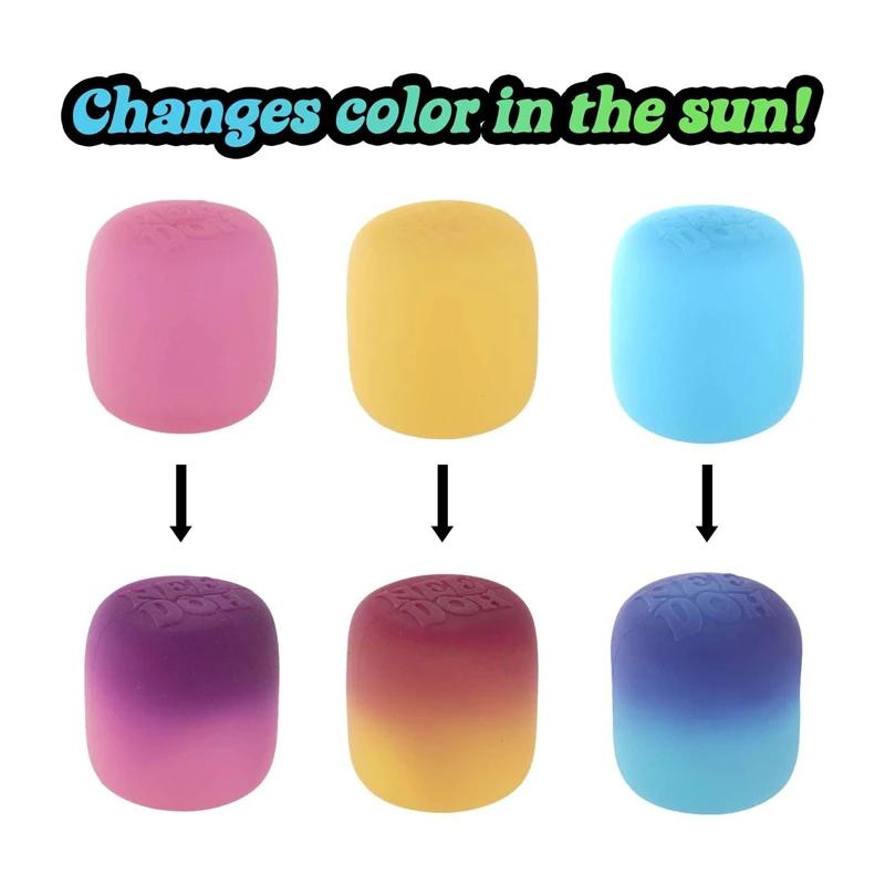 Needoh Mello Mallo Squishy Ball Marshmallow UV Reactive Sun Color Changing Toy Squeeze Dough Filled Fidget Anxiety Relief Toy