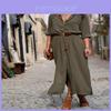 Elegant Women's Fashion Button Long Sleeve Loose Shirt Dress Oversized Maxi Tea Dress