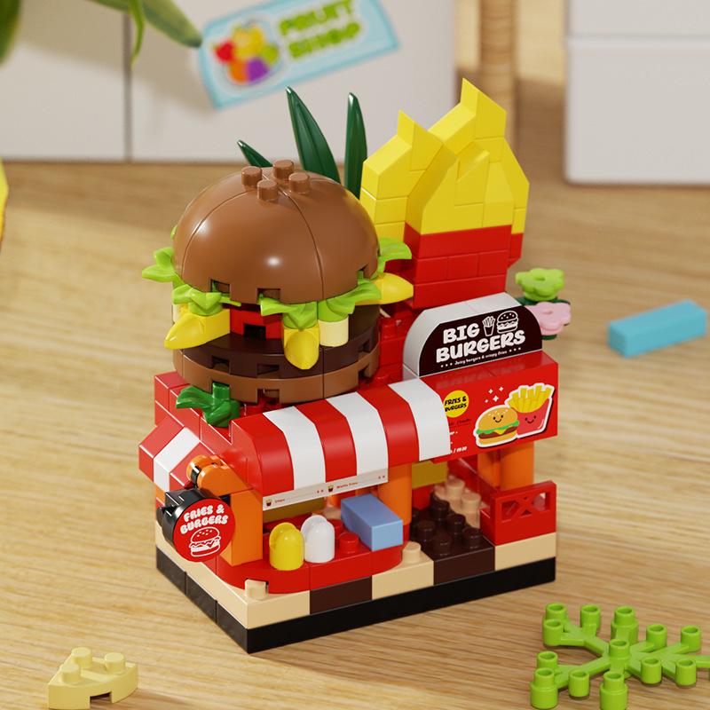 Dynamic Cityscape Building Block Toys - Coffee, Cola, and Convenience Store Models for Kids