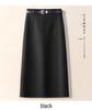 Women's Gray Wool A-line Midi Skirt - High Waist, Slimming, Professional Winter 2024