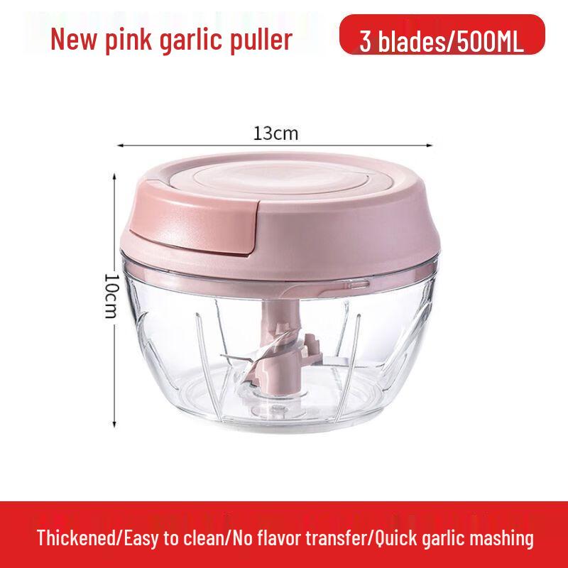 Pink 500ML Manual Pull-Cord Food Chopper