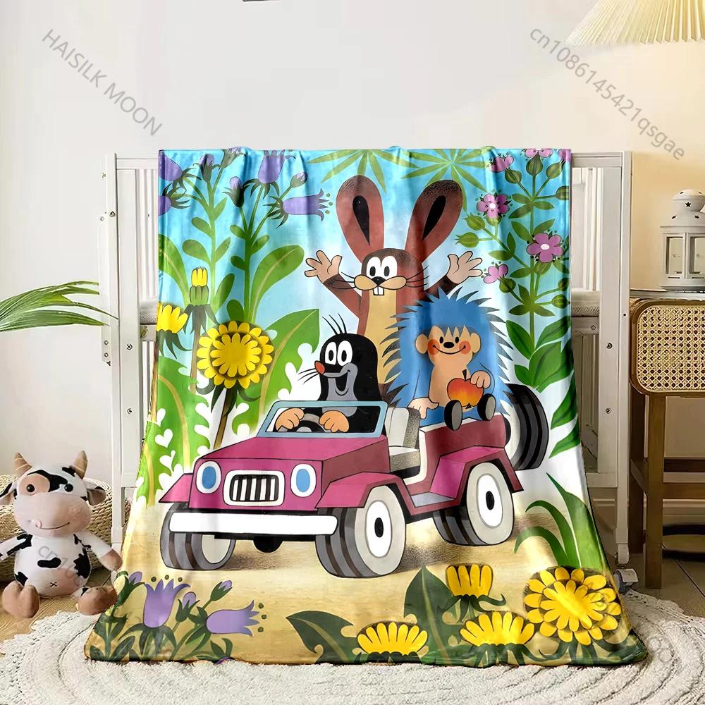 Kleiner Maulwurf Cartoon Überwurfdecke Weiche Flanelldecke für Bett Sofa Vier Jahreszeiten Kindergeschenk Heimtextilien