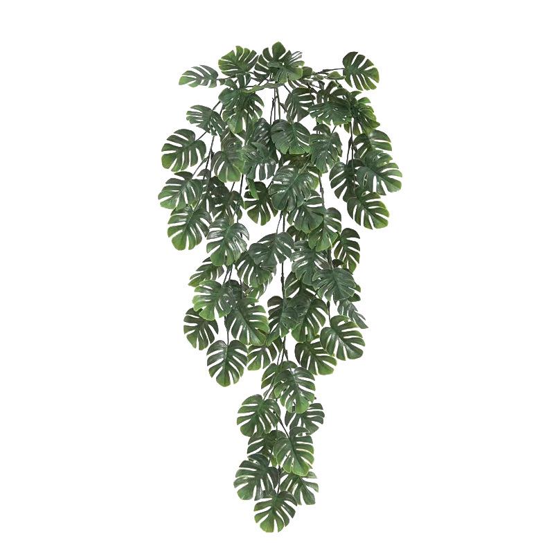 Nordic Style High Simulation Turtle Leaf & Bamboo Vine Hanging Basket for Indoor Ceiling Decor