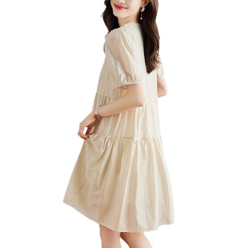 Rose Red Dress Women's Medium and Long Skirt Hot Season New Waist Slim A-shaped Skirt