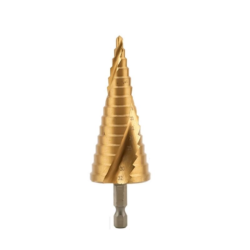 4-12/20/22/32mm Drill Bit HSS Spiralling Grooved Step Hexagonal Triangle Shank Drill Bit Hole Cutter Hand Tool
