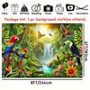 2D Rainforest Bird Waterfall Tapestry Macaw Toucan Backdrop Cloth for Living Room