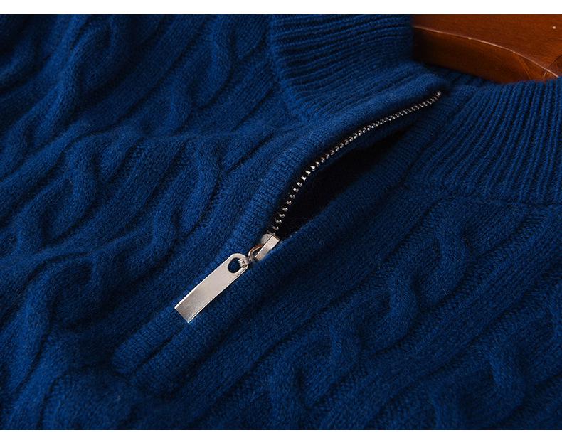 Men's Cashmere Pullover Sweater - 2022 Autumn/Winter, Loose Fit, Half High Neck, Plus Size, Solid Color Knitwear