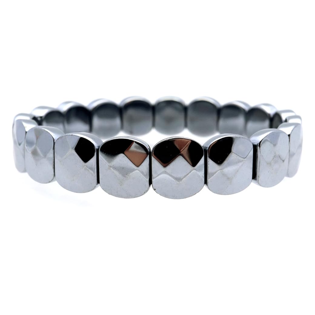 

Genuine Terahertz Stone Bangle Bracelet, High Purity, Ice-Melting Power Stone, Gift for Men and Women (Rhombus)