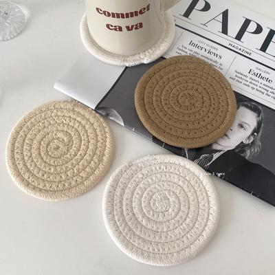 Simple Cotton Braid Coaster Handmade Cup Cushion Bohemia Style Non-slip Cup Mat Decoration Bedroom Home Decor