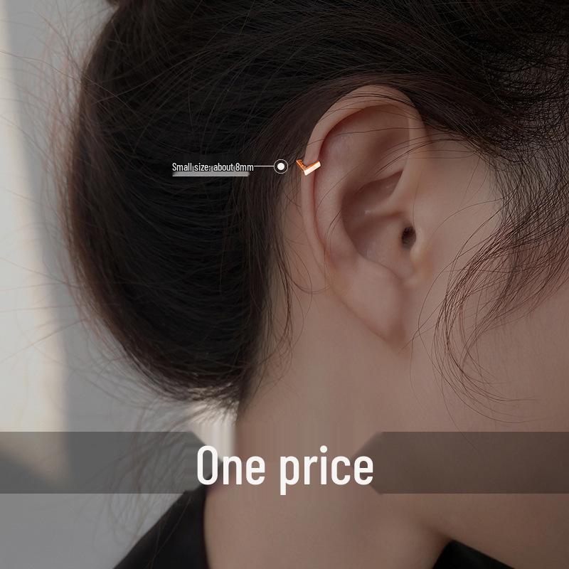 Трендовые серебристые геометрические серьги-пусеты на кость уха 2023 для женщин - Уникальный нишевый дизайн