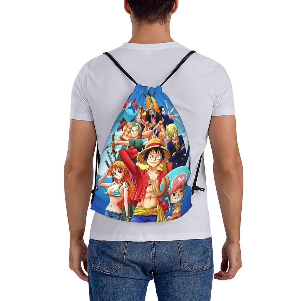 Custom One Pieces Drawstring Backpack Bags Men Women Lightweight Manga Gym Sports Sackpack Sacks for Shopping