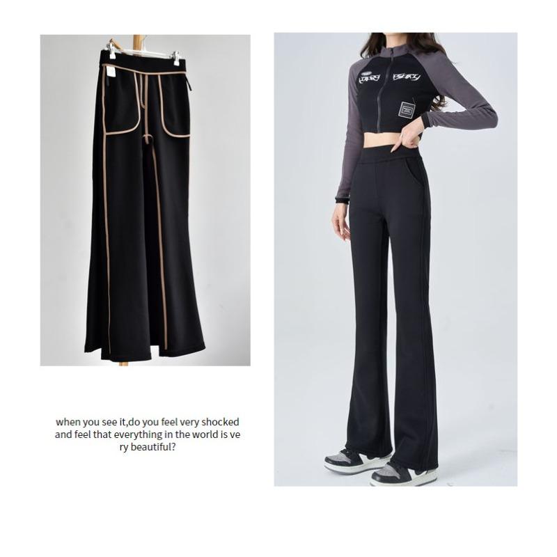 

[Songsong supermodel pants] Spring new women s clothing fleece thickened nylon elastic casual micro-flared pants children s( 40-47.5kg )