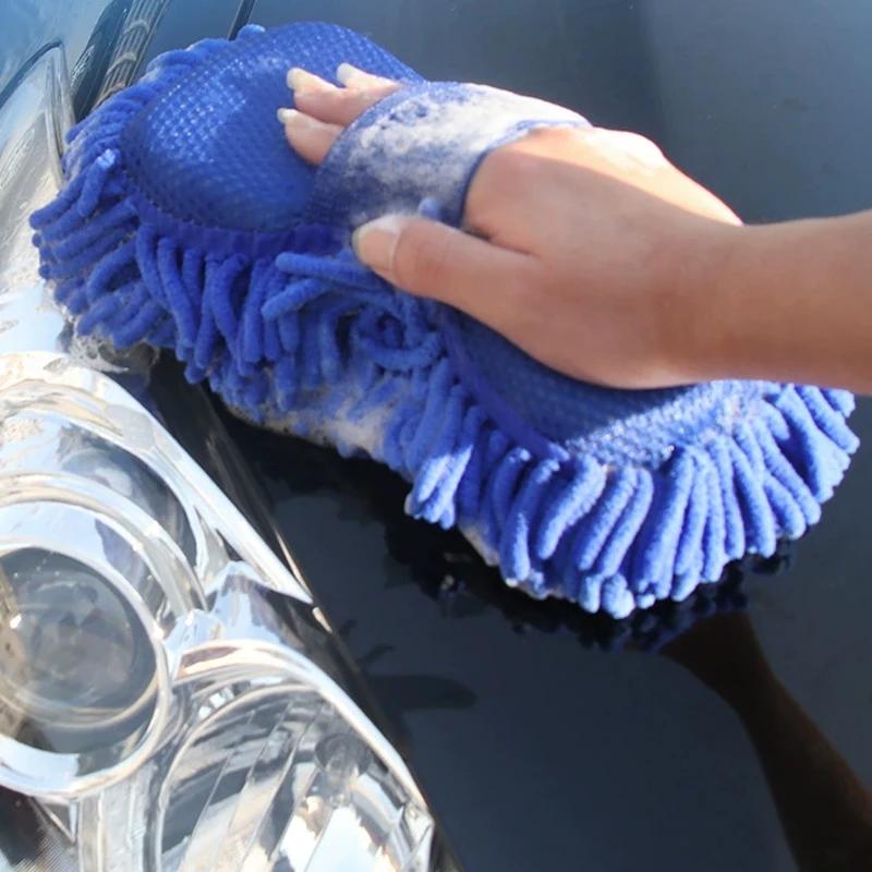 Auto Blue Microfiber Chenille Car Wash Sponge Care Washing Brush Pad Cleaning Tools Auto Washing Towel Glove Styling Accessories