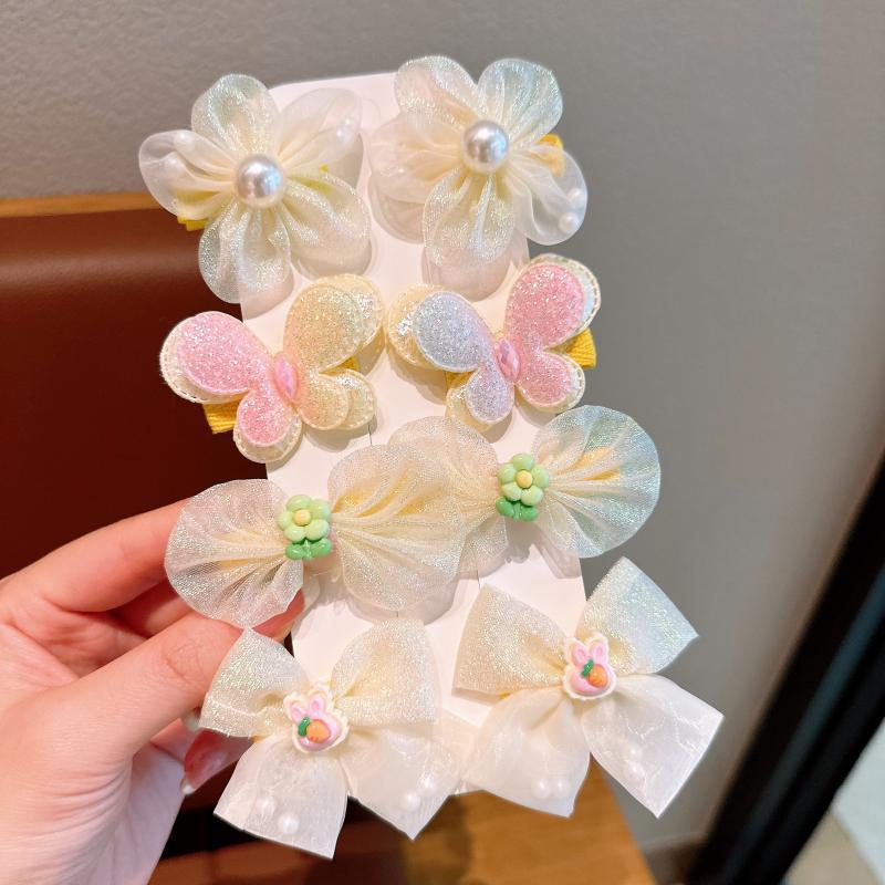 8Pcs New Bow Hair Clip Children's Princess Mesh Super Fairy Hair Card Girl Headdress Little Girl Butterfly Hair Accessories