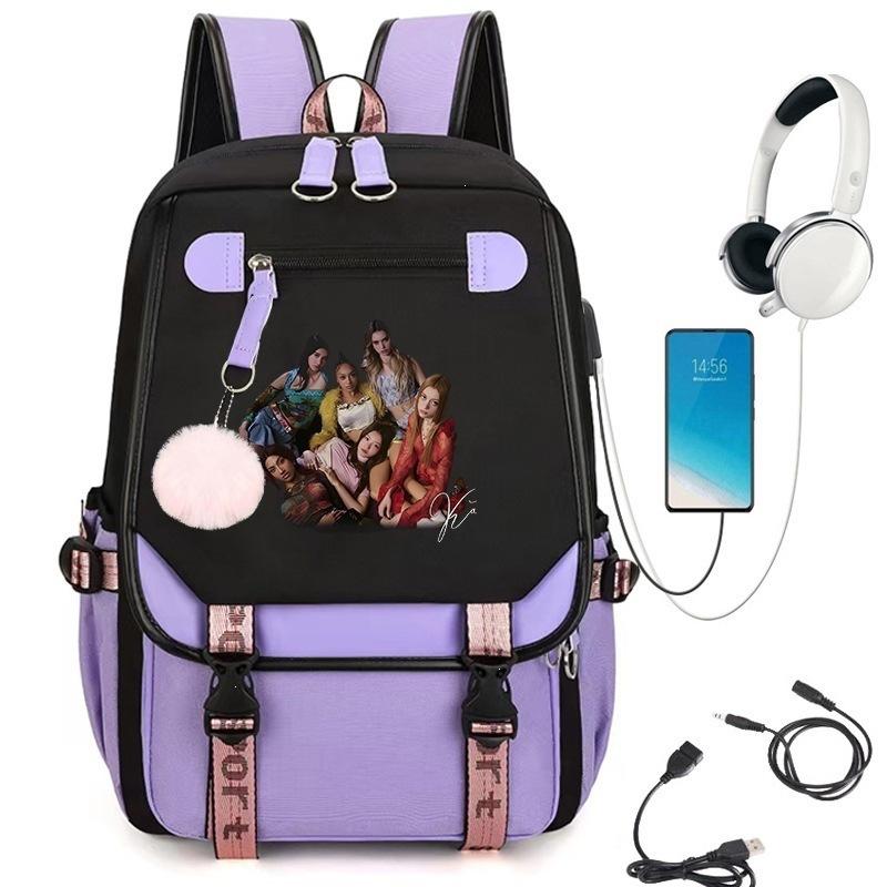 KATSEYE Fashion Laptop Backpack with USB Charging Port Student School Daypack 60123-12