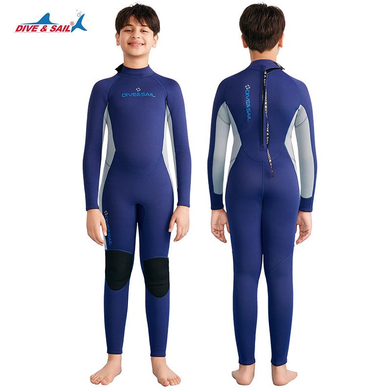 DIVE&SAIL Kids 2.5MM Thermal Long Sleeve Wetsuit for Teen Snorkeling & Surfing