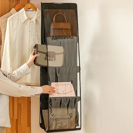 Hängender Handtaschen-Organizer Aufbewahrungstasche für Geldbörsen mit transparentem Fenster 6 Fächer Kleiderschrank Geldbörsen-Organizer zur platzsparenden Aufbewahrung