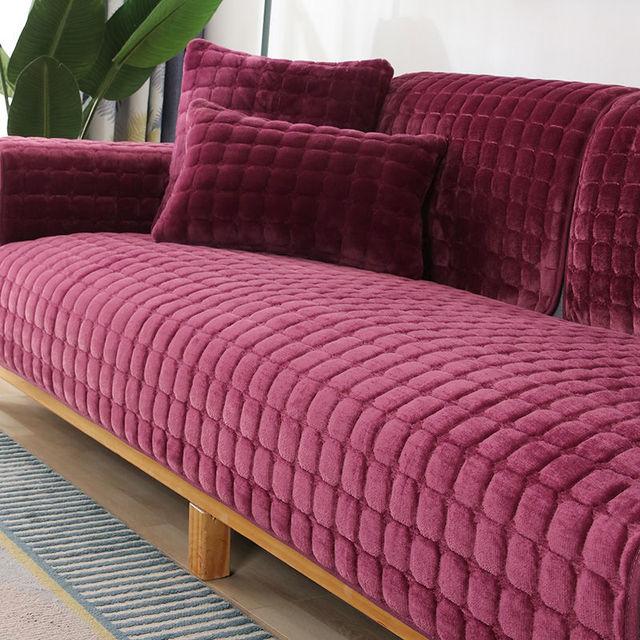 

Gentle Velvet Couch Cover For Sofa Anti -Slip Sofa Furniture Cover For Living Room Fashion Basic Color Thicken Flannel Plush Sofa Towel Pillowcase 45x45cmx1