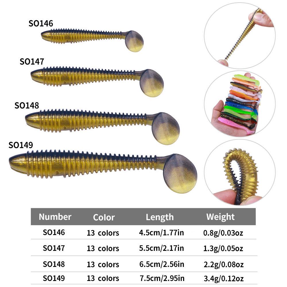 T-Tail Spiral Soft Bait Worm Set - Artificial Fishing Lure