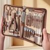 42pcs Set Brown Stainless Steel Nail Clipper Set Anti Splash Manicure Tools Home Portable Beauty Kit Foot Trimming Knife