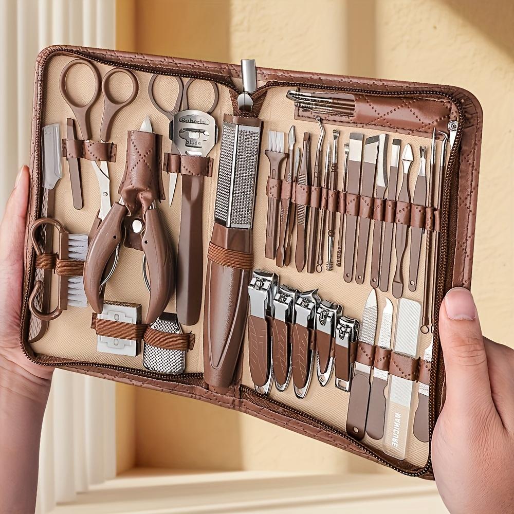Xiaomi 42pcs Set Brown Stainless Steel Nail Clipper Set Anti Splash Manicure Tools Home Portable Beauty Kit Foot Trimming Knife