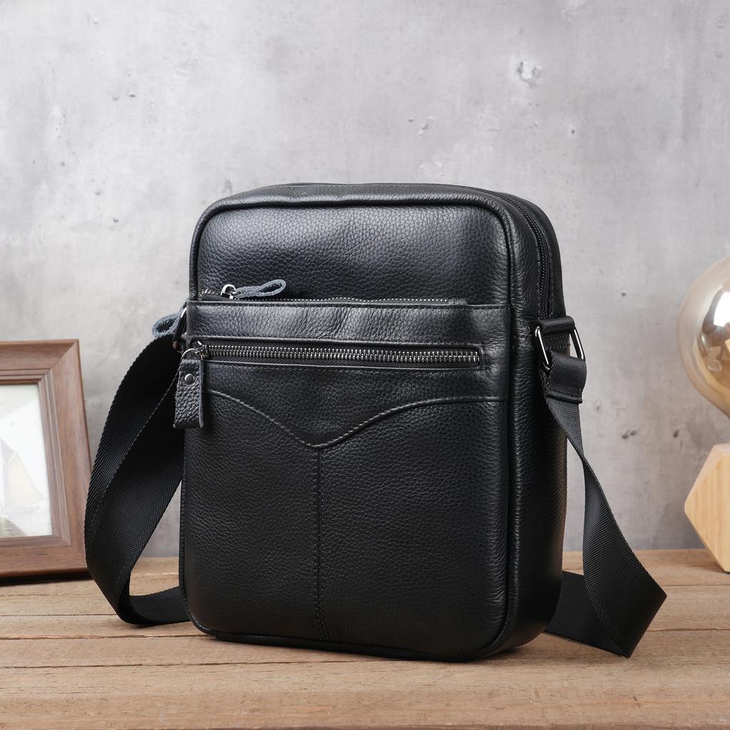 Top‑Grain Cowhide Genuine‑Leather Small Shoulder Crossbody Bag 2026 New for Men Large‑Capacity Messenger Purse for Business & Commute Use